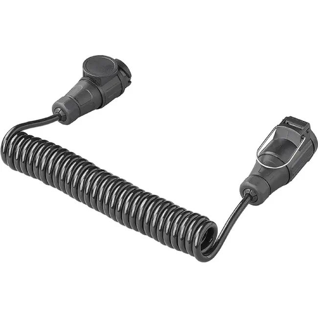 ProPlus Spiraalkabel 3 m 13-polig 8-aderig met PVC stekker en stekkerdoos voor aanhanger