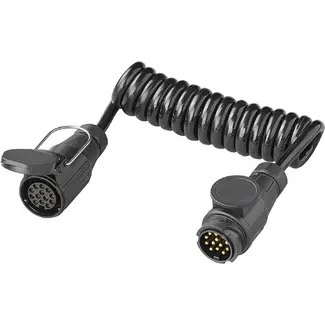 ProPlus Spiraalkabel 1,5 m 13-polig 13-aderig met PVC stekker en stekkerdoos voor aanhanger