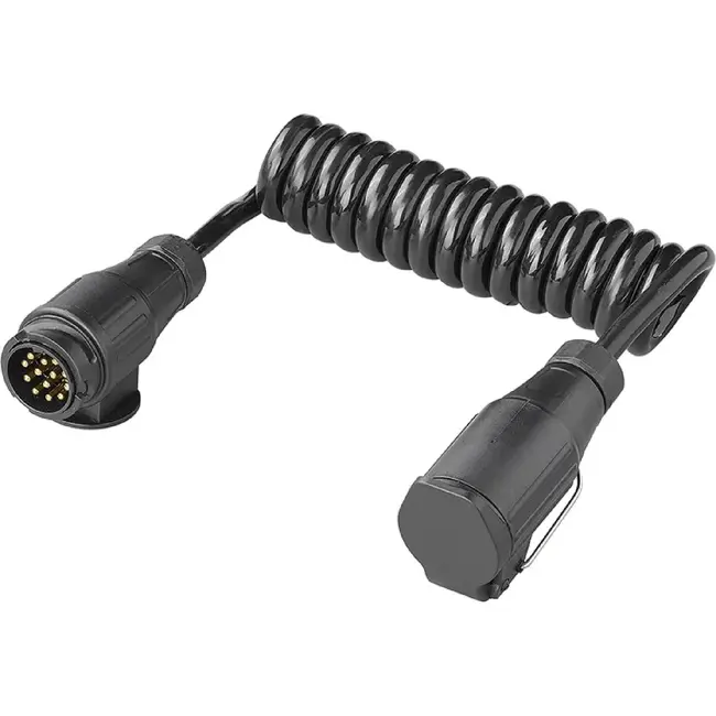 ProPlus Spiraalkabel 1,5 m 13-polig 13-aderig met PVC stekker en stekkerdoos voor aanhanger