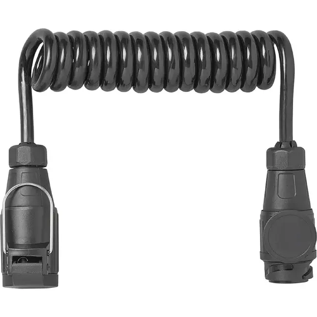 ProPlus Spiraalkabel 1,5 m 13-polig 13-aderig met PVC stekker en stekkerdoos voor aanhanger