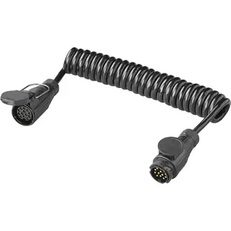 ProPlus Spiraalkabel 3 m 13-polig 13-aderig met PVC stekker en stekkerdoos voor aanhanger