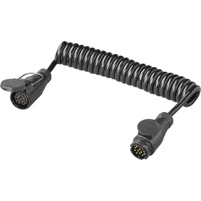 ProPlus Spiraalkabel 3 m 13-polig 13-aderig met PVC stekker en stekkerdoos voor aanhanger