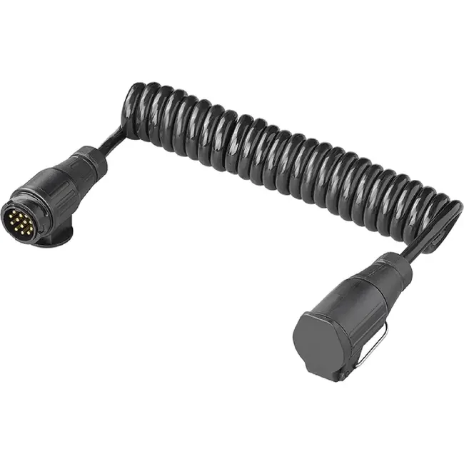ProPlus Spiraalkabel 3 m 13-polig 13-aderig met PVC stekker en stekkerdoos voor aanhanger