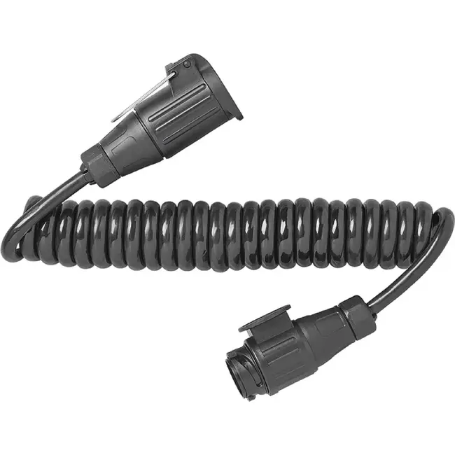 ProPlus Spiraalkabel 3 m 13-polig 13-aderig met PVC stekker en stekkerdoos voor aanhanger