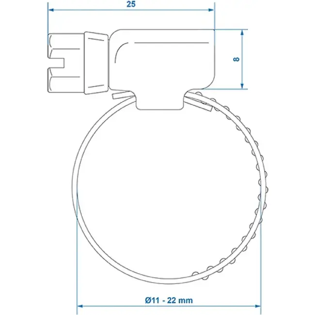 Proplus slangklem 11-22 mm van RVS AISI 316 A4 marinekwaliteit voor caravan, trailer, boot en industrie