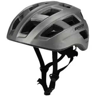Benson Fietshelm volwassenen met verlichting grijs M - kunststof - LED - verstelbaar - 58 cm - grijs