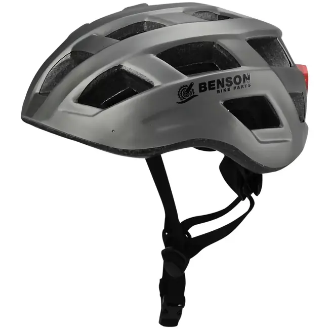Benson Fietshelm volwassenen met verlichting grijs M - kunststof - LED - verstelbaar - 58 cm - grijs