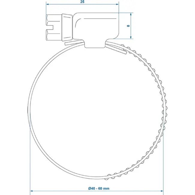 Proplus slangklem 40-60 mm van RVS AISI 316 A4 marinekwaliteit voor caravan, trailer, boot en industrie