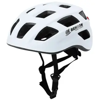 Benson Fietshelm volwassenen met verlichting wit M - kunststof - LED - verstelbaar - 58 cm - wit