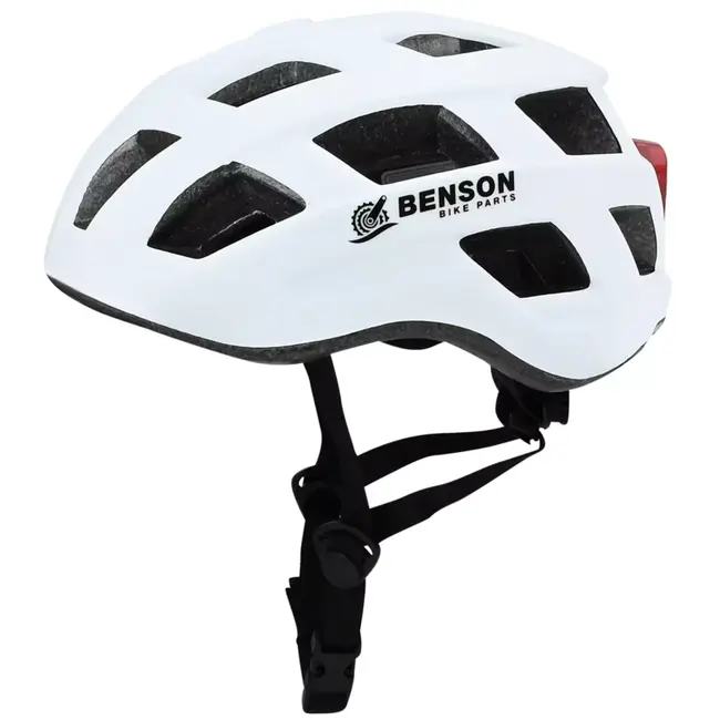 Benson Fietshelm volwassenen met verlichting wit M - kunststof - LED - verstelbaar - 58 cm - wit