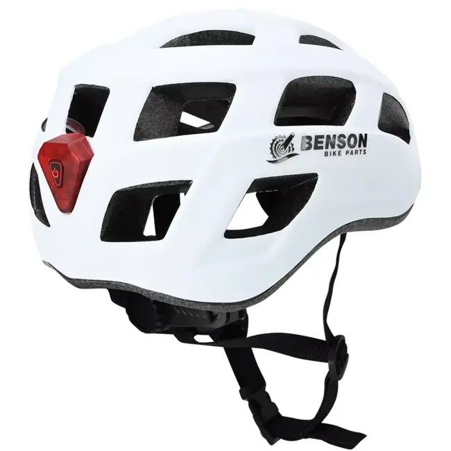 Benson Fietshelm volwassenen met verlichting wit M - kunststof - LED - verstelbaar - 58 cm - wit