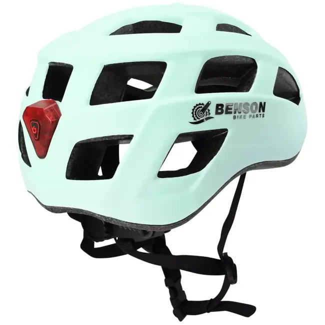 Benson Fietshelm volwassenen met verlichting mint groen L - kunststof - LED - verstelbaar - 62 cm - groen