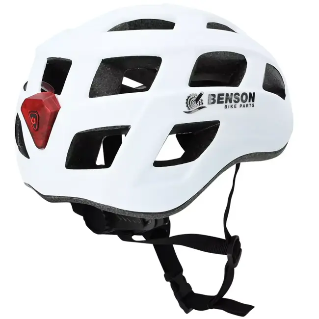 Benson Fietshelm volwassenen met verlichting wit L - kunststof - LED - verstelbaar - 62 cm - wit