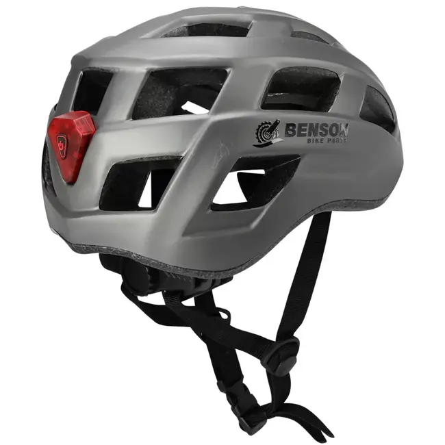 Benson Fietshelm volwassenen met verlichting grijs L - kunststof - LED - verstelbaar - 62 cm - grijs