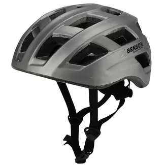 Benson Fietshelm volwassenen met verlichting grijs L - kunststof - LED - verstelbaar - 62 cm - grijs