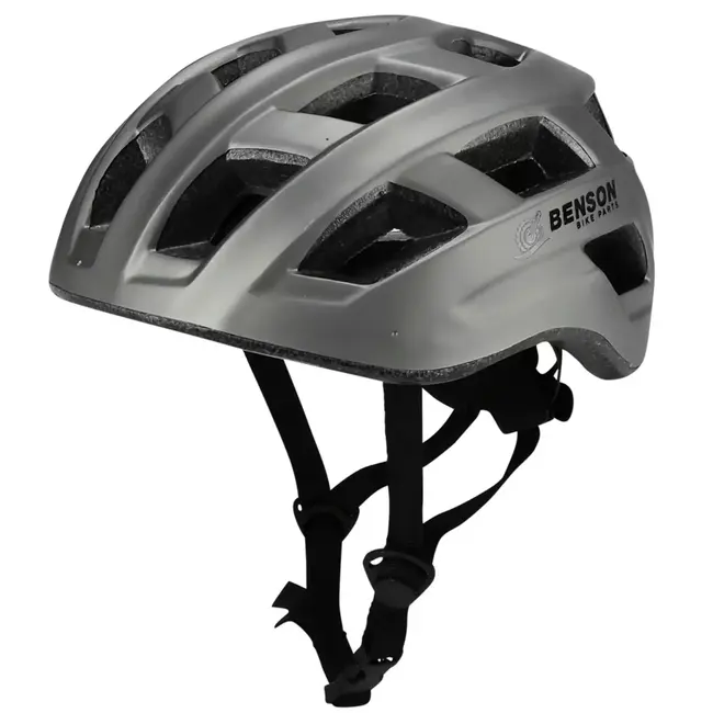 Benson Fietshelm volwassenen met verlichting grijs L - kunststof - LED - verstelbaar - 62 cm - grijs