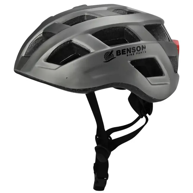 Benson Fietshelm volwassenen met verlichting grijs L - kunststof - LED - verstelbaar - 62 cm - grijs