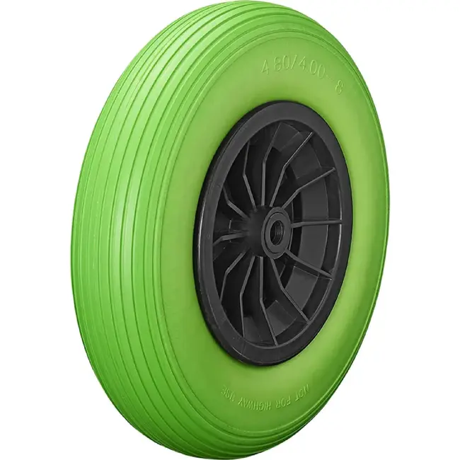 ProPlus Kruiwagenwiel - Lekvrije PU band - Kunststof velg - Ø 396 x 87 mm - Groen/Zwart