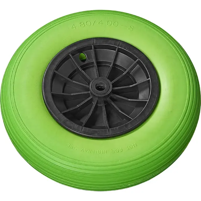 ProPlus Kruiwagenwiel - Lekvrije PU band - Kunststof velg - Ø 396 x 87 mm - Groen/Zwart