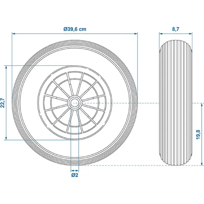 ProPlus Kruiwagenwiel - Lekvrije PU band - Kunststof velg - Ø 396 x 87 mm - Groen/Zwart