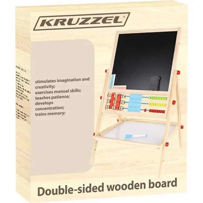 Kruzzel Dubbelzijdig Houten Educatief Bord - Ideaal voor Jonge Leerlingen