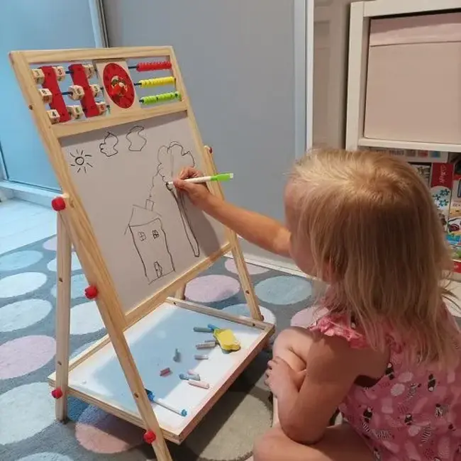 Kruzzel Dubbelzijdig Houten Educatief Bord - Ideaal voor Jonge Leerlingen