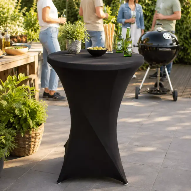 Benson Stretch Statafelhoes Zwart voor Ronde Statafel Ø 80-85 x 110 cm