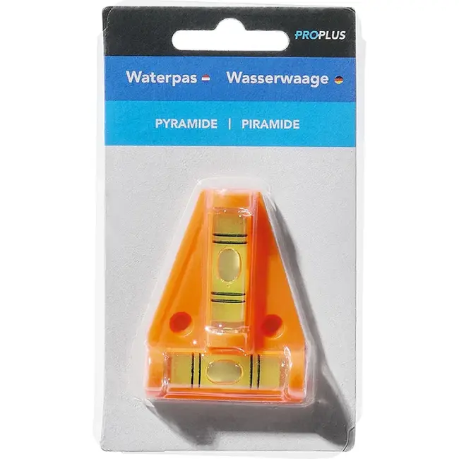 ProPlus Waterpas pyramide - Driehoekig ontwerp - Voor caravan en camper - 58 x 44 mm - Blisterverpakking