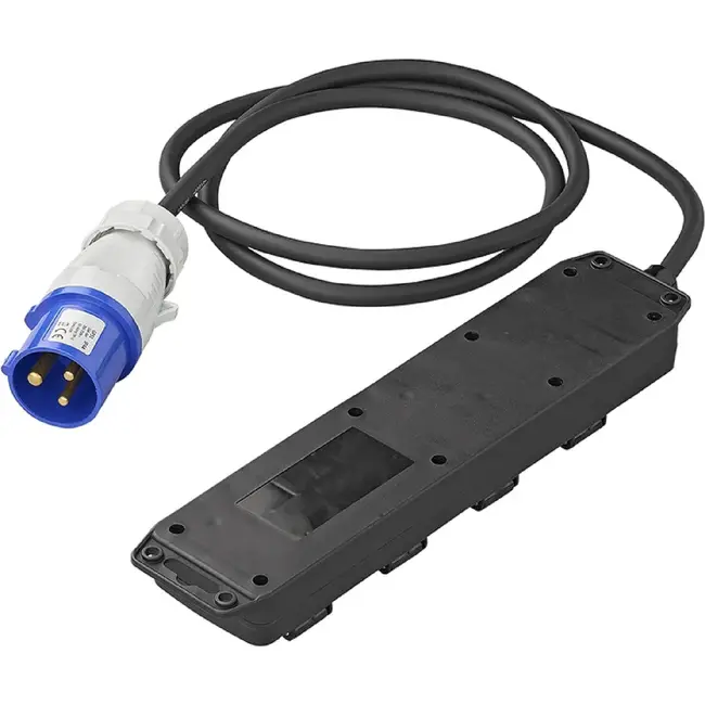 ProPlus Stekkerdoos - CEE naar 4 Schuko - 1,5 meter - Zwart - IP44 - 16A
