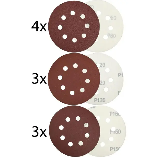 Benson Schuurschijven set - Ø 125 mm - Korrel 80/120/150 - 10-delig
