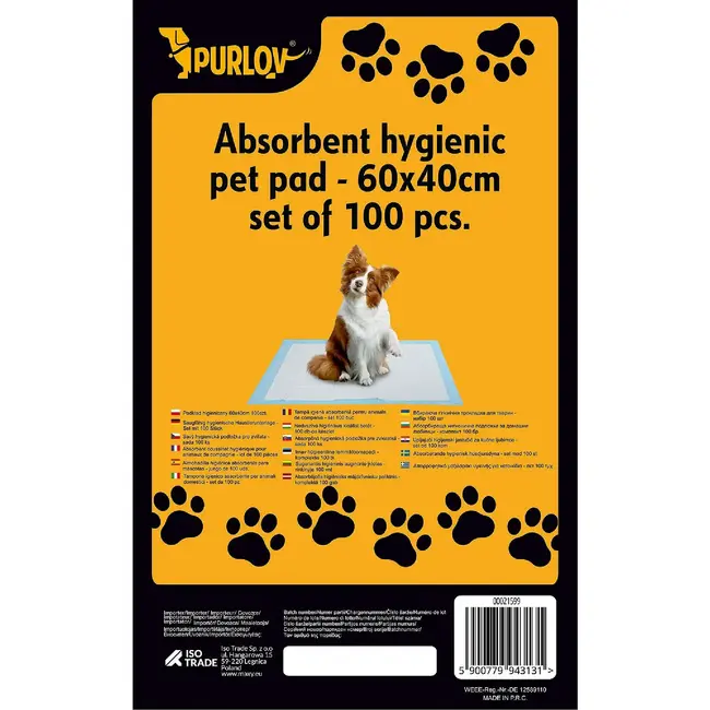 Purlov Hygiënische Onderleggers 60 x 40 cm + Poepzakjes - 100 Stuks - Absorberend en Lekbestendig