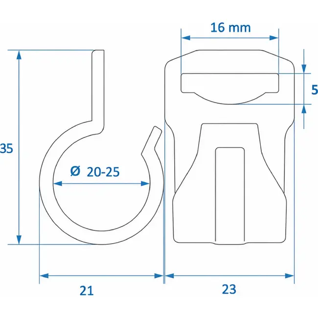 ProPlus Tentclips met sleuf - Kunststof - Voor buizen Ø 20-25 mm - Zwart - 4 stuks
