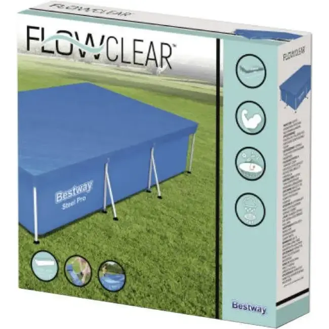 Bestway Afdekking voor framezwembad 300 x 201 cm met koorden en waterafvoer
