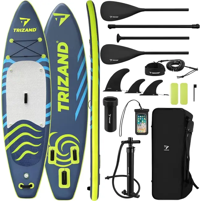 Trizand SUP-board 320 cm met verstelbare peddel, pomp, leash, rugzak en 3 stabilisatoren