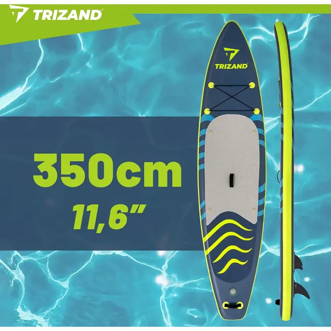 Trizand SUP-board 350 cm met verstelbare peddel, pomp, leash, telefoonhoesje en transportrugzak