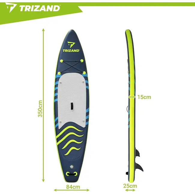 Trizand SUP-board 350 cm met verstelbare peddel, pomp, leash, telefoonhoesje en transportrugzak