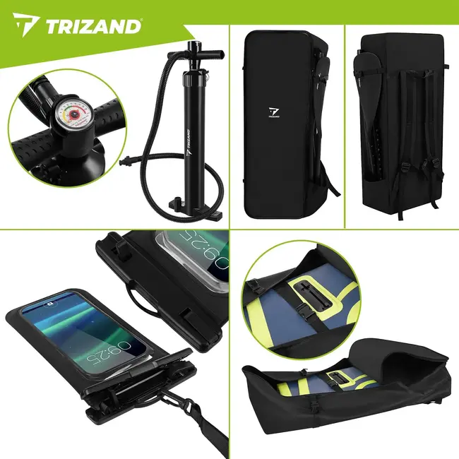 Trizand SUP-board 350 cm met verstelbare peddel, pomp, leash, telefoonhoesje en transportrugzak