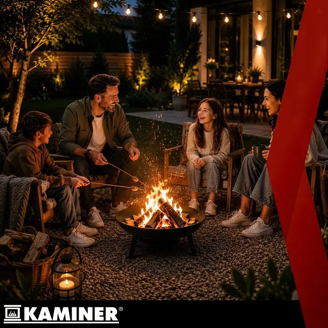 Kaminer Tuinbarbecue op drie poten met hangend rooster van 58 cm en vuurhaard