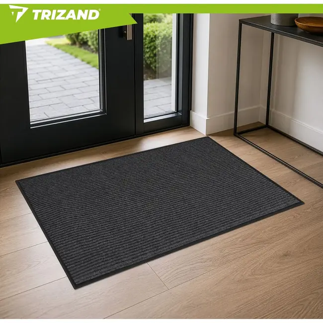 Trizand Antislip deurmat 80 x 120 cm grijs voor binnen en buiten, eenvoudig wasbaar op 40 °C