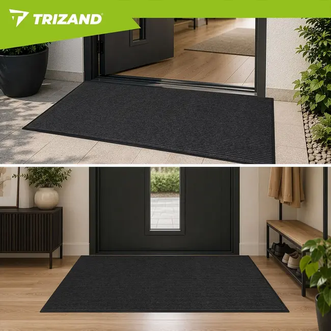 Trizand Antislip deurmat 80 x 120 cm grijs voor binnen en buiten, eenvoudig wasbaar op 40 °C