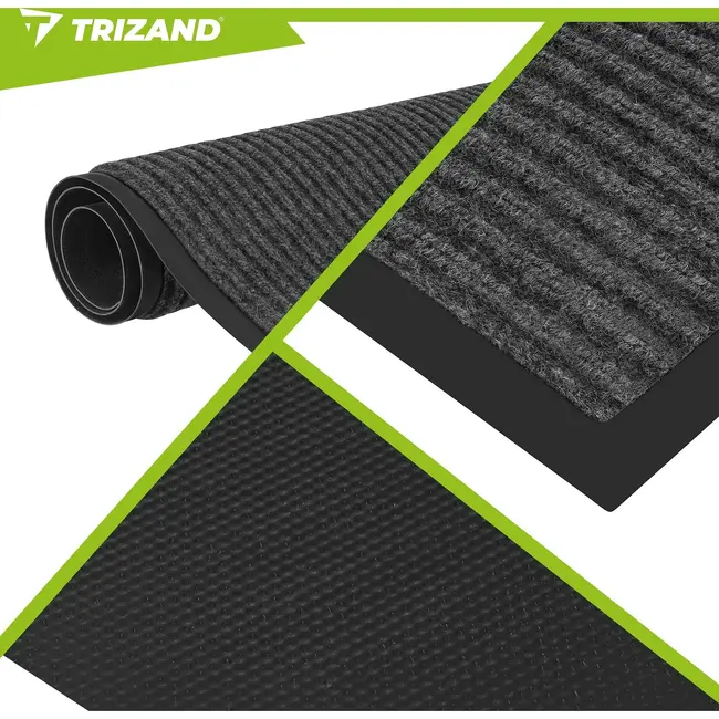 Trizand Antislip deurmat 80 x 120 cm grijs voor binnen en buiten, eenvoudig wasbaar op 40 °C
