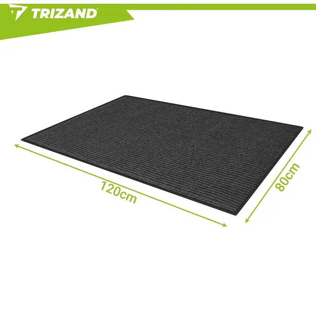 Trizand Antislip deurmat 80 x 120 cm grijs voor binnen en buiten, eenvoudig wasbaar op 40 °C