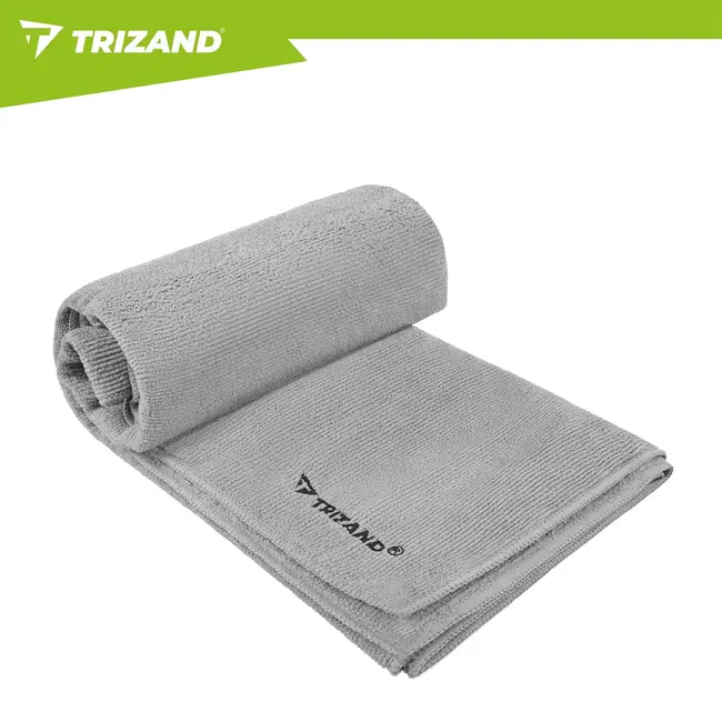 Trizand Microvezel handdoek 120 x 60 cm donkergrijs, lichtgewicht en sneldrogend met opberghoes