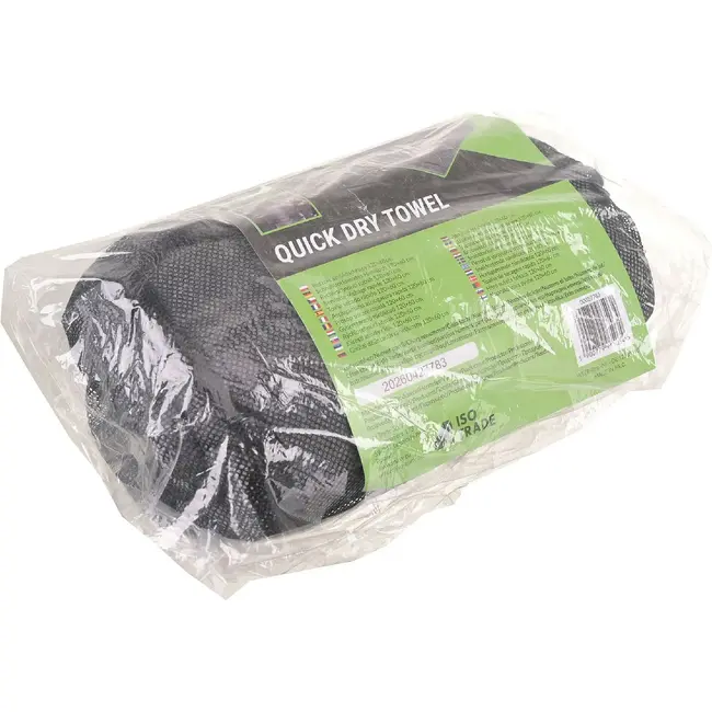 Trizand Microvezel handdoek 120 x 60 cm donkergrijs, lichtgewicht en sneldrogend met opberghoes