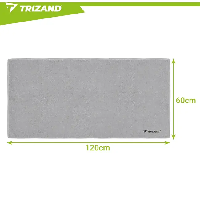 Trizand Microvezel handdoek 120 x 60 cm donkergrijs, lichtgewicht en sneldrogend met opberghoes