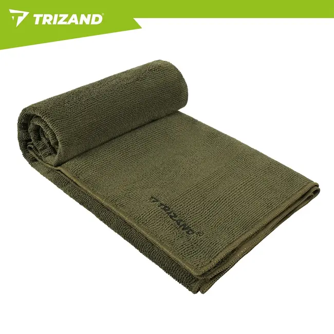 Trizand Microvezel handdoek 120 x 60 cm donkergroen voor sport, strand en reizen met opberghoes