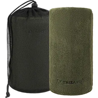 Trizand Microvezel handdoek 120 x 60 cm donkergroen voor sport, strand en reizen met opberghoes