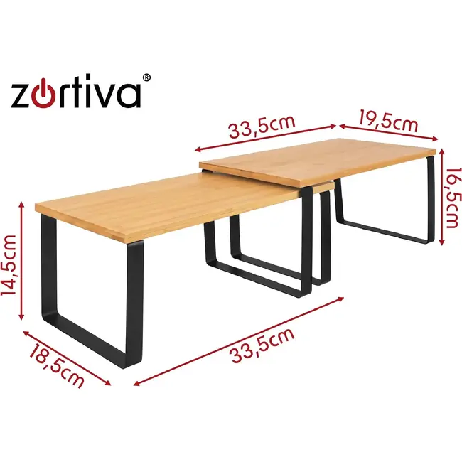 Zortiva Modulaire kruidenrekset van bamboe, 2 vrijstaande planken met zwarte ijzeren poten
