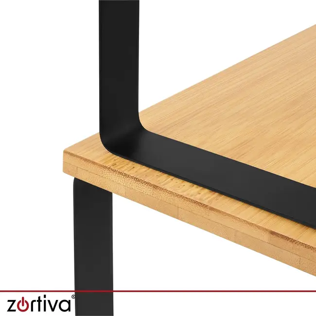 Zortiva Modulaire kruidenrekset van bamboe, 2 vrijstaande planken met zwarte ijzeren poten