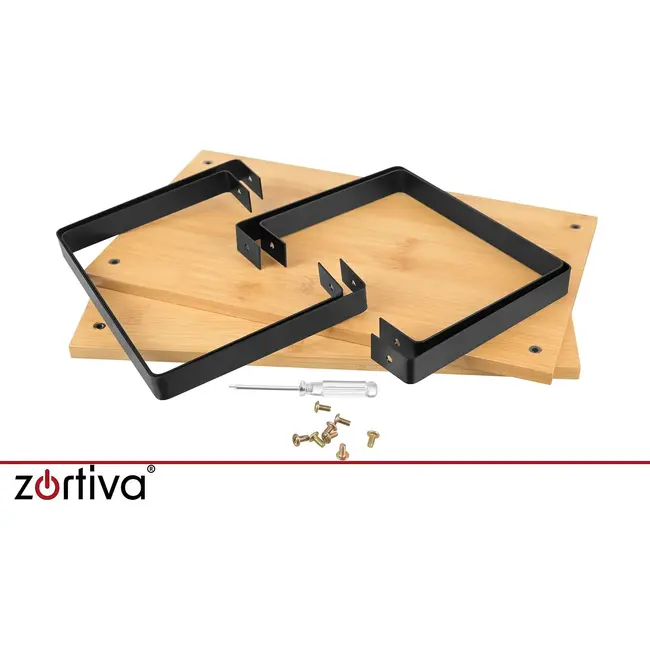 Zortiva Modulaire kruidenrekset van bamboe, 2 vrijstaande planken met zwarte ijzeren poten